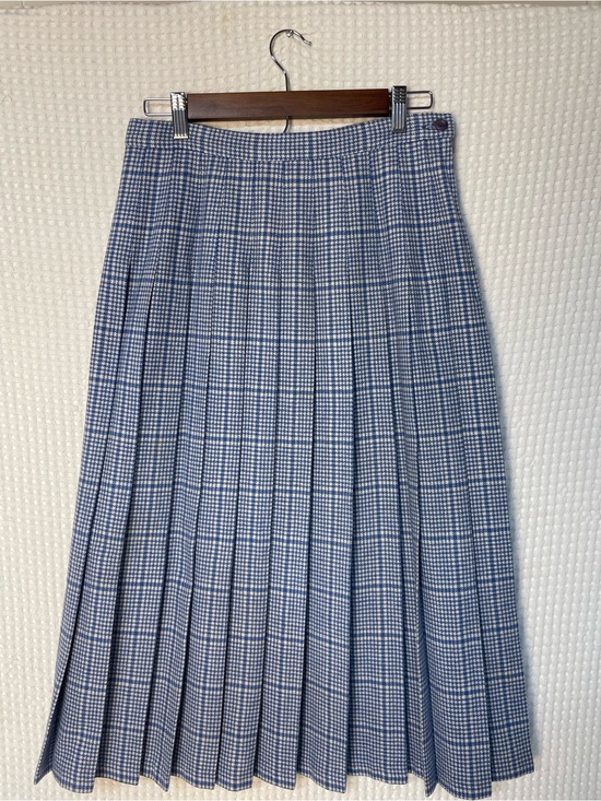 Pendleton Dresses & Skirts - 70s 80s VINTAGE PENDLETON Pleated Skirt Houndstooth Blue & White WOOL